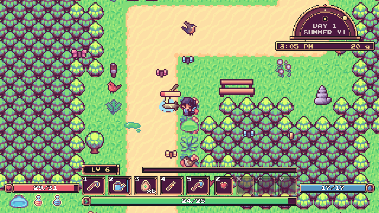 A Paladin fighting a slime on the forest road